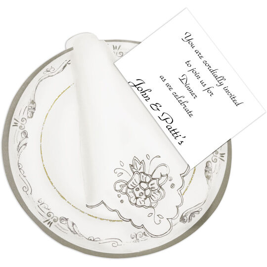 Vintage Plate with Napkin Die-cut Invitations